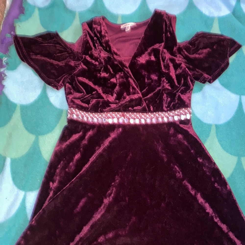 maroon velvet dress kids
